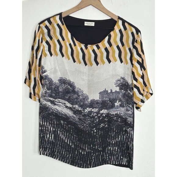 Other - Dries Van Noten Hardison T-Shirt Yellow XS Short Sleeve Landscape motif Geometri